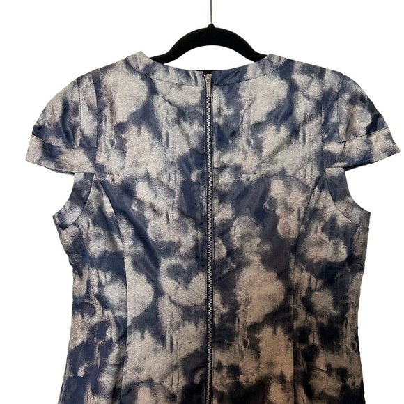 Michael Michael Kors Skyline Blue & White Fully Lined Capped Sleeve Dress Sz.10 - Picture 7 of 16